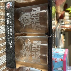 NFL Baltimore Ravens Rocks Glass Set - 2pc: Double Old-Fashioned Glasses, 14oz C